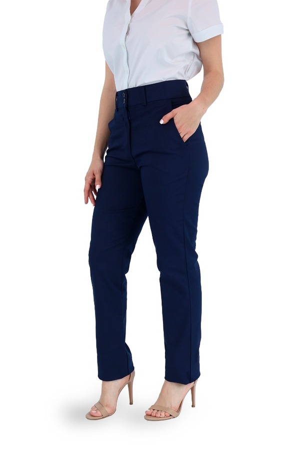Pantalon De Vestir Color Azul Marino Con Bolsas Para Mujer